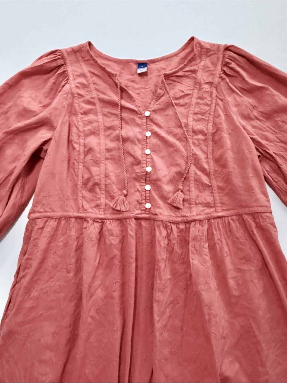 Old Navy Terra Cotta Midi Dress Size Medium Tie-Neck Tiered Floral Prairie Boho - Picture 5 of 15